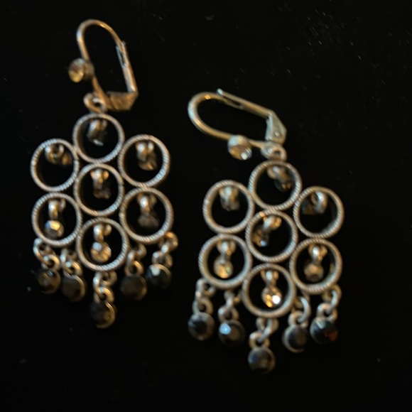 Dangly Black , Silver, & Clear Earrings - Picture 15 of 17